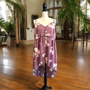 TORRID Purple Lavender Floral Georgette Babydoll Cami High Low Blouse - Size 1